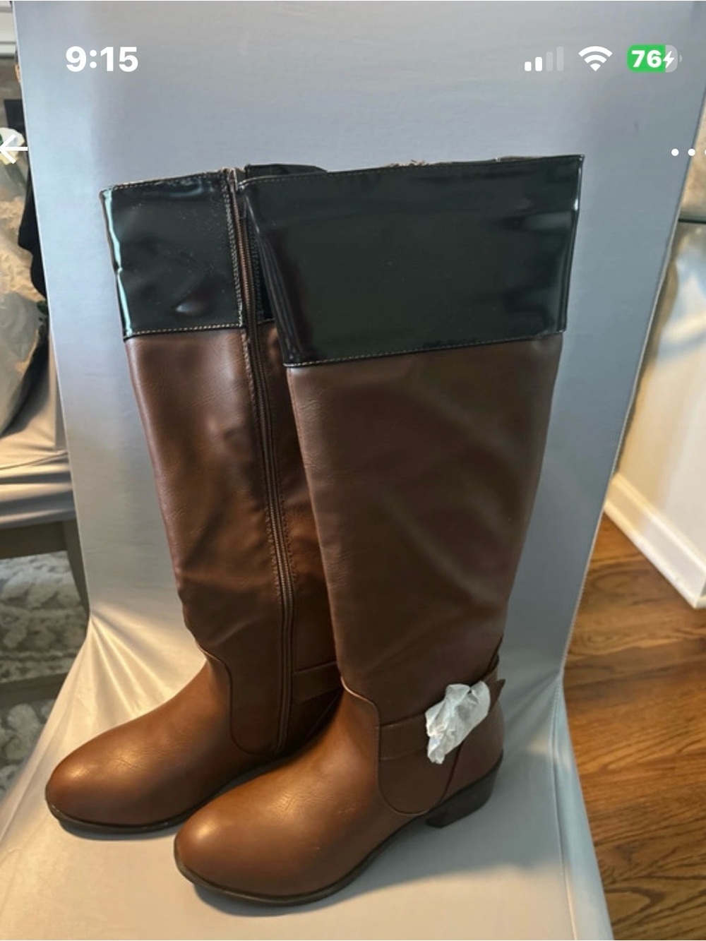 Shoe Dazzle Brown Over-the-Knee Boots with Black Cuff
